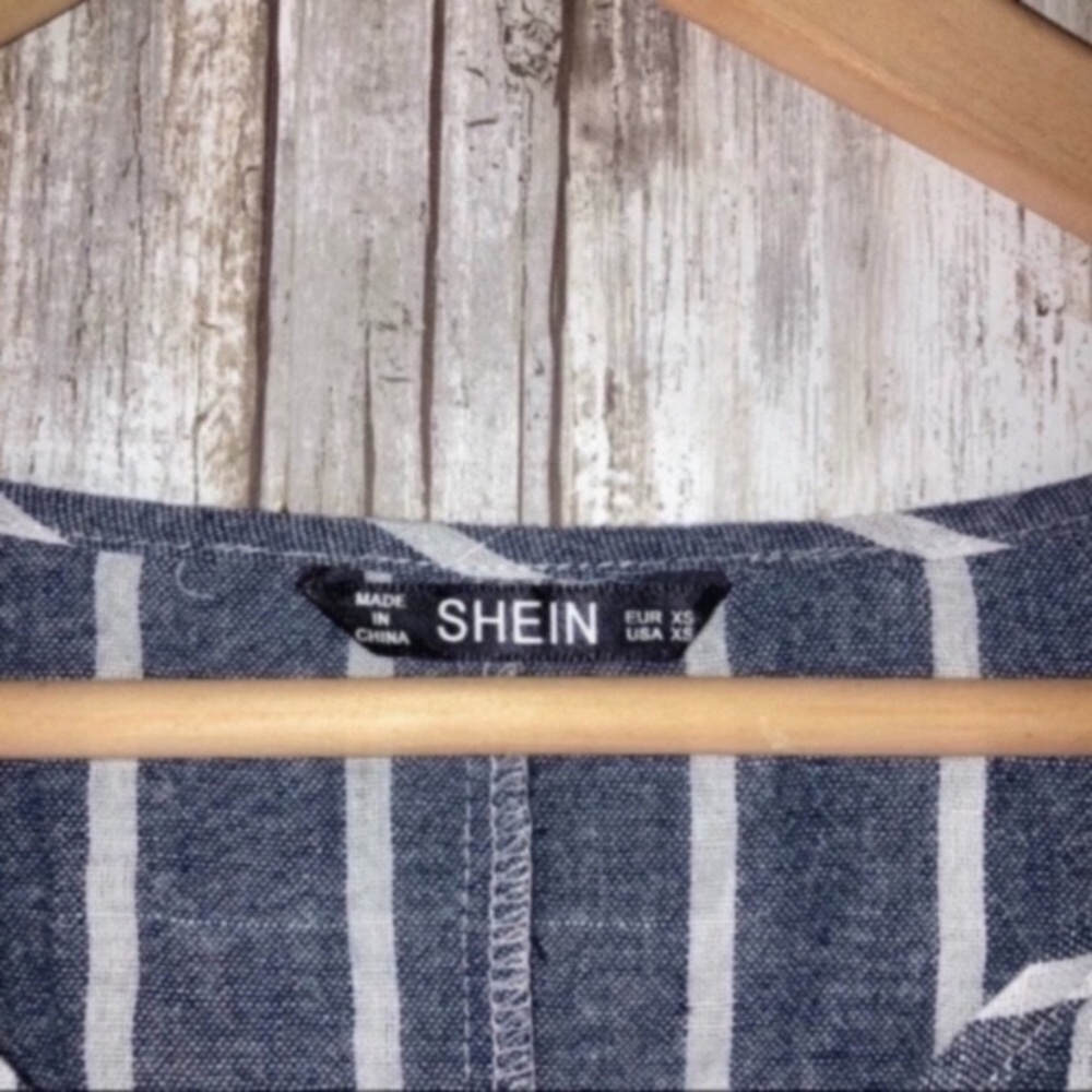 Shein Blue Striped Blouse - Picture 3 of 4